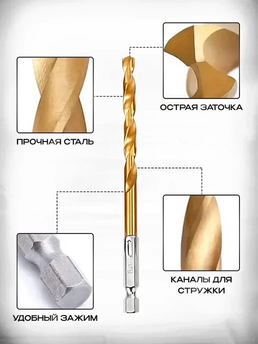 Frezer Набор сверл универсальный 4, 5, 6, 8, 10, 12 мм, 13 шт, фото 2