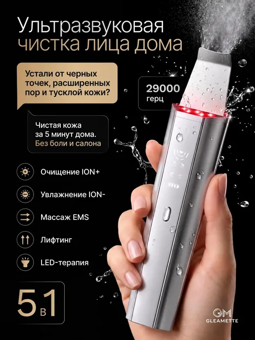 GLEAMETTE Ультразвуковая чистка лица, серый