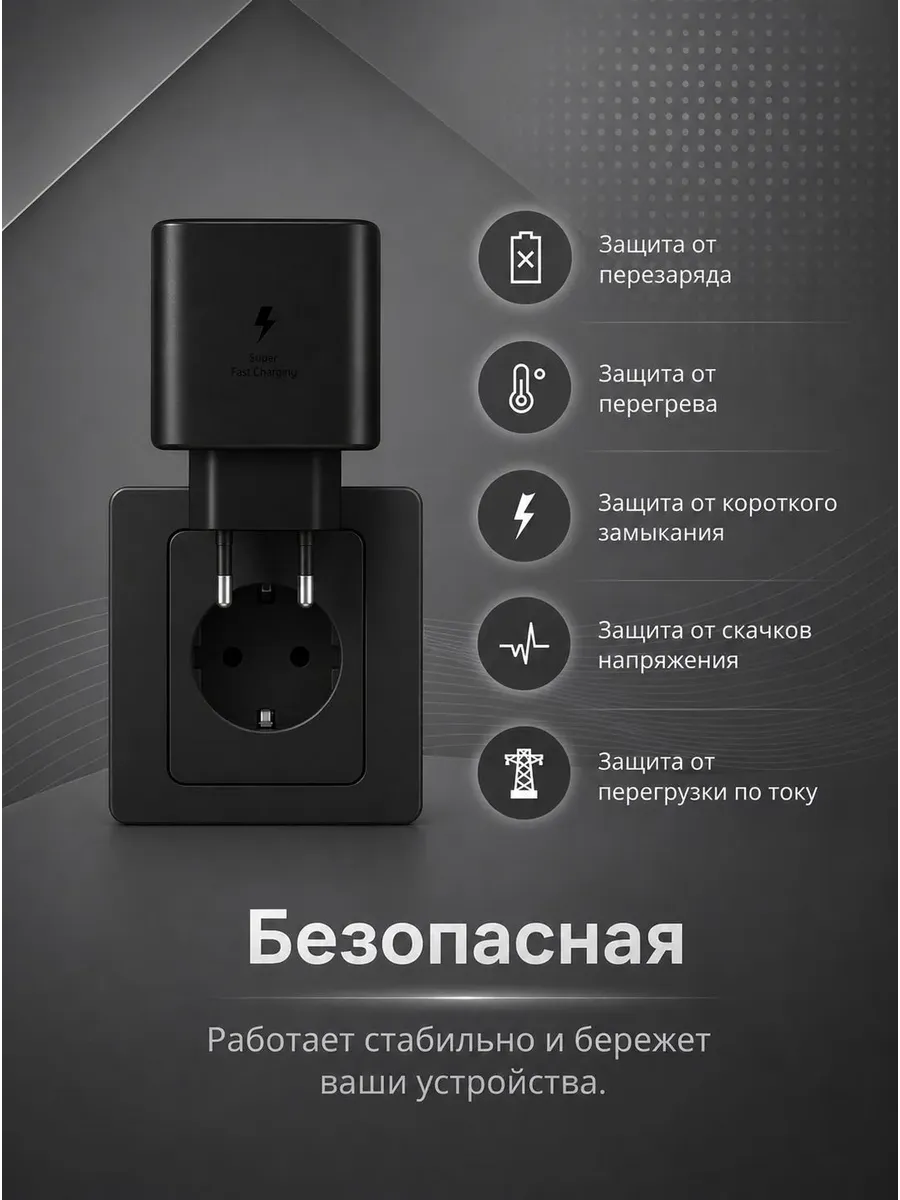 Быстрое сетевое зарядное устройство блок питания 45W — фото 5