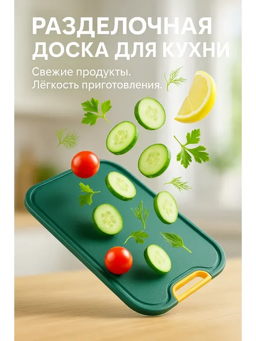 ded Moroz 2 разделочная доска кухонная нескользящая большая удобная, зеленый, фото 2