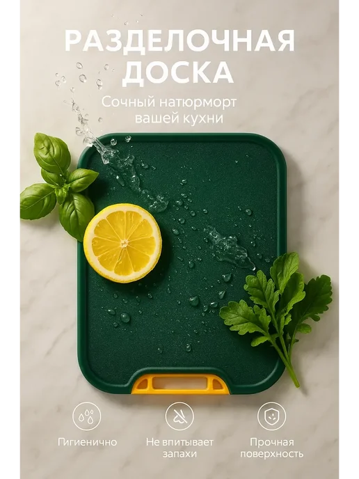 ded Moroz 2 разделочная доска кухонная нескользящая большая удобная, зеленый, фото 6