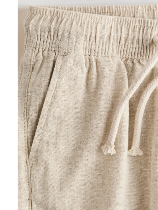 H&M Брюки из смешанного льна, бежевый, фото 2