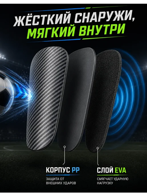 Мини щитки для голени, для футбола, черный, фото 3