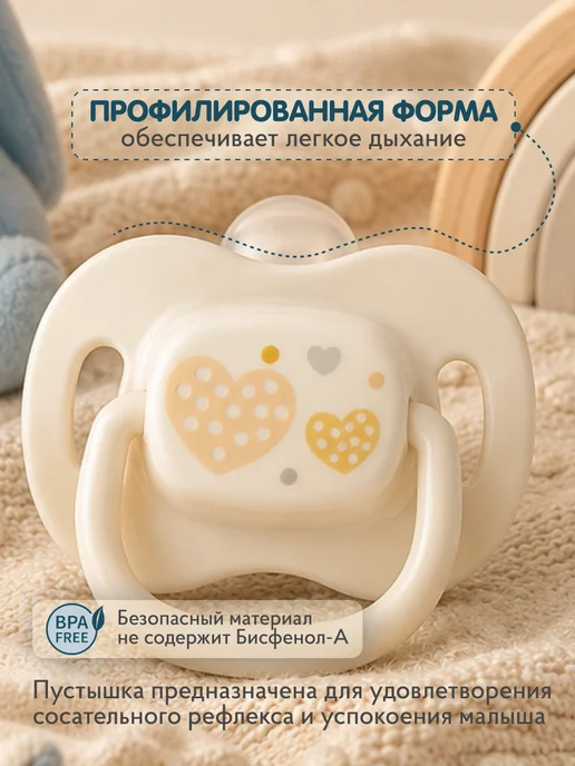 Canpol Babies Соска пустышка силиконовая для новорожденных 0-6, с футляром, бежевый, фото 2