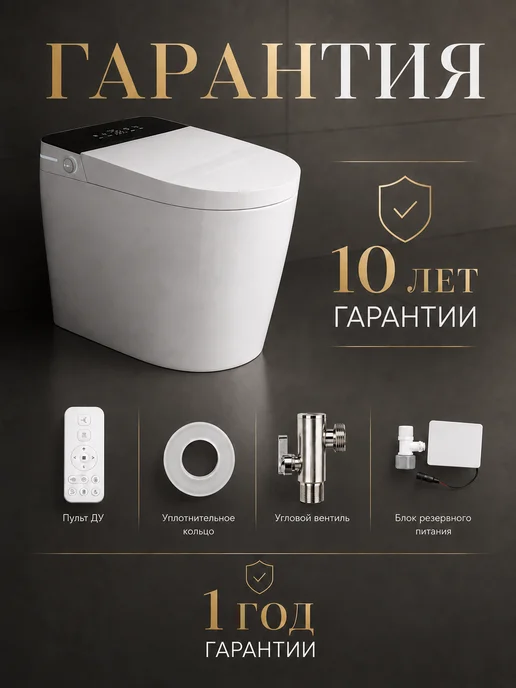 GoodSTUFF Умный унитаз напольный, с импульсным смывом, уф-стерилизатор, черный, фото 2