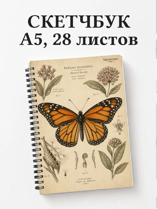 Скетчбук Бабочка Махаон
