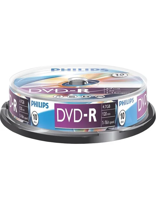 PHILIPS Диск DVD-R, 4,7 Гб, 16x, Cake Box, 10 шт, 60 шт, фото 3