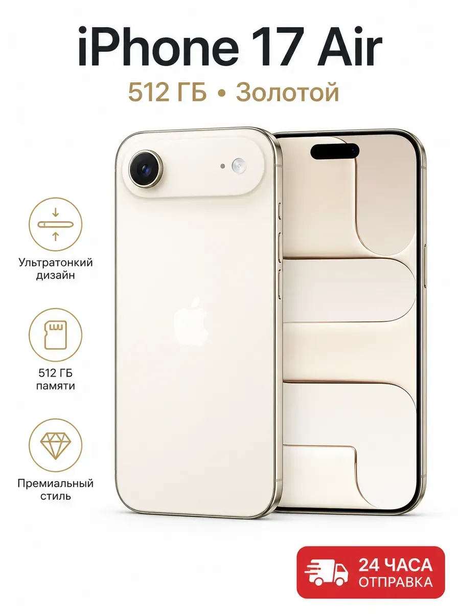 Apple iPhone 17 air 512гб золотой телефон,Новый запечатанный