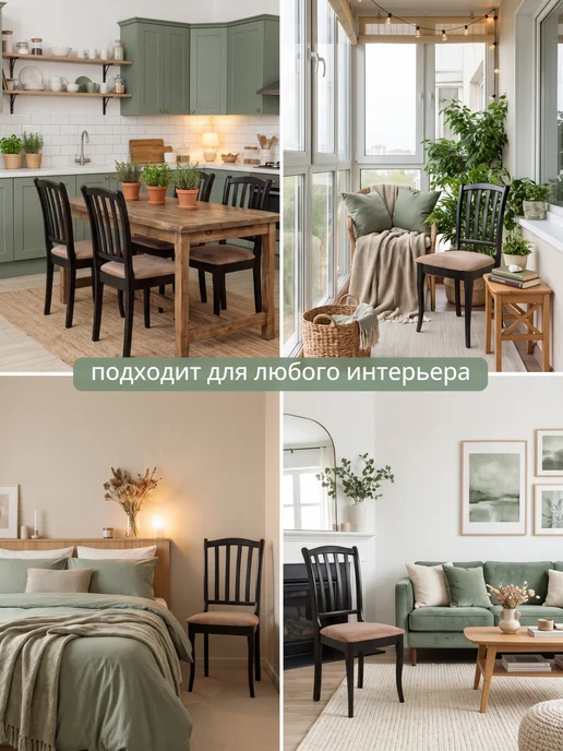 БЕРРА Стул для кухни деревянный со спинкой мягкий Марсель, черный, фото 2