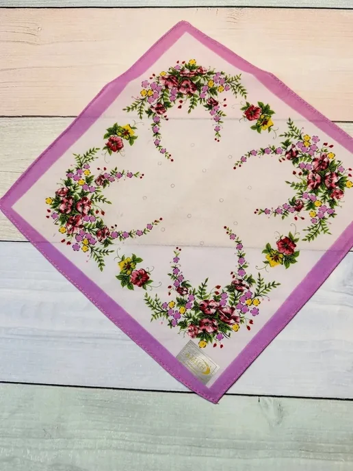 Pastel_lux Платки носовые 3 шт 43х43 см хлопок тканевые многоразовые, 28x28 см, 3 шт, фото 7