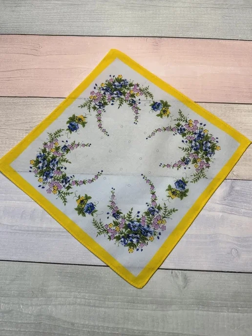 Pastel_lux Платки носовые 3 шт 43х43 см хлопок тканевые многоразовые, 28x28 см, 3 шт, фото 8