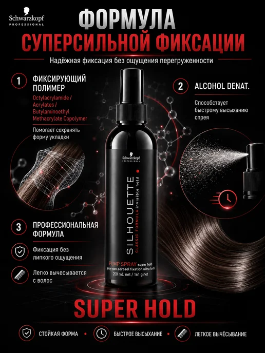Schwarzkopf professional Silhouette жидкий лак-спрей для волос суперфиксация 200 мл, 200 мл, фото 3