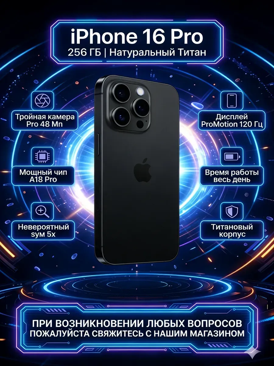 Смартфон iPhone 16pro 256GB черный Apple 1445908241 купить за 86 345 ₽ в интернет‑магазине Wildberries