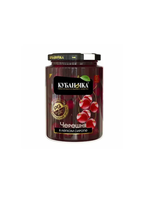 Кубаночка Черешня красная в легком сиропе, 750 г, 2 шт, 750 г, 2 шт, фото 2
