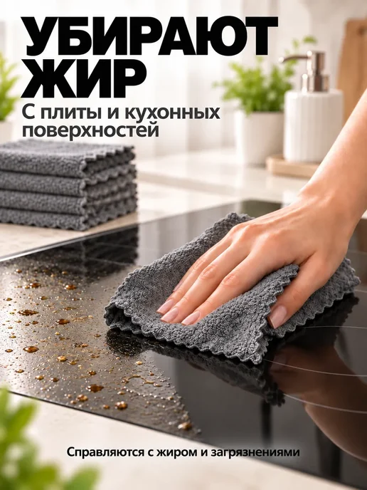 DARVDOM Кухонные тряпки для уборки из микрофибры, серый, фото 6