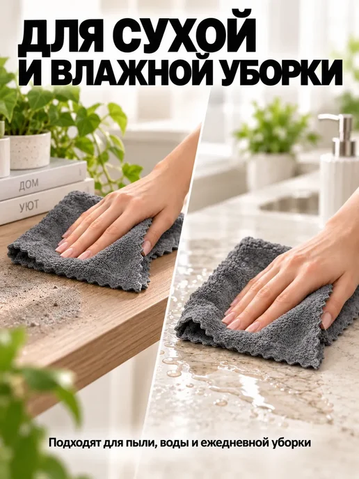 DARVDOM Кухонные тряпки для уборки из микрофибры, серый, фото 7