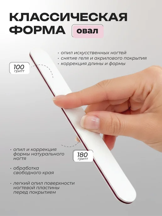 ТД ЗУРУС Пилка для ногтей прямая 100 180, белый, фото 2