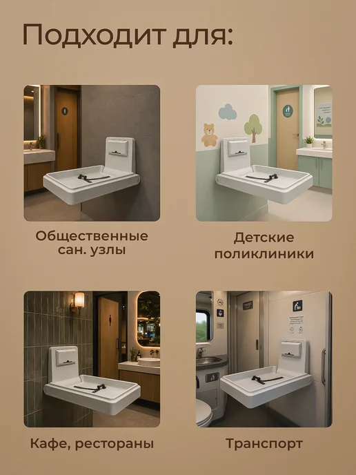 ALLPUFF Стол пеленальный для общественных мест А00СДП036, вариант, фото 7