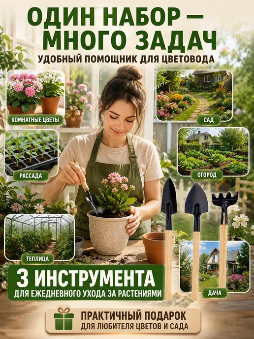 Гузи интенсив Набор мини инструментов для сада и огорода 3 шт, 3 шт, фото 2