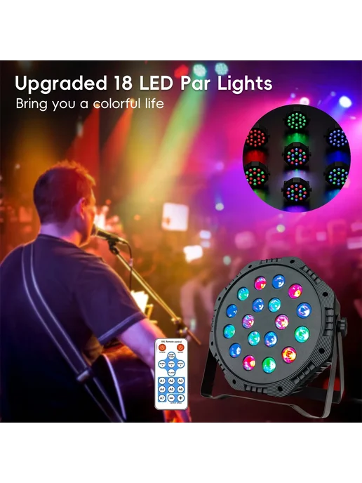 saimili 2шт RGB LED светильник для сцены 18 LED DMX512, 2 шт, фото 3