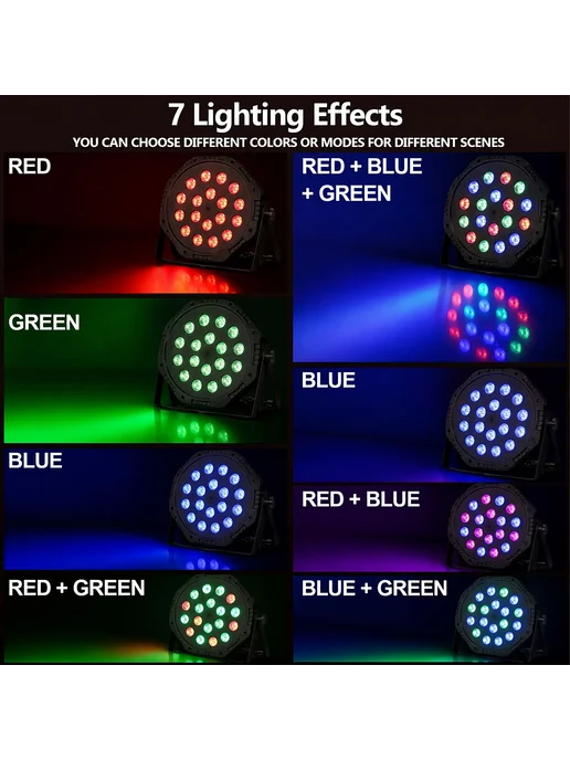 saimili 2шт RGB LED светильник для сцены 18 LED DMX512, черный, фото 4
