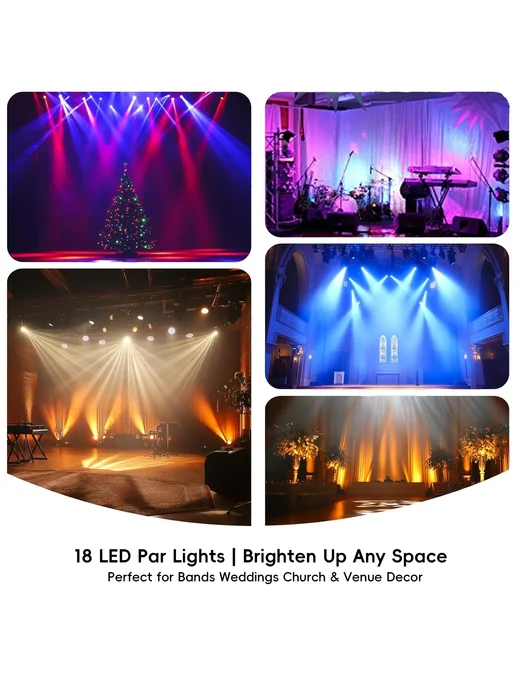 saimili 2шт RGB LED светильник для сцены 18 LED DMX512, черный, фото 7