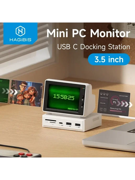 Hagibis 3,5-дюймовый IPS мини-экран AIDA64 Mini PC CPU RAM H, 3 5-дюймовый Mini PC, фото 2