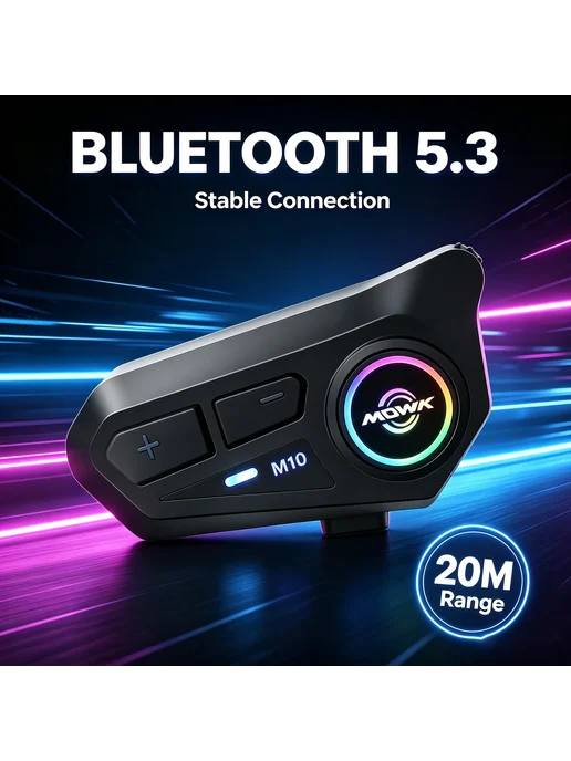MOWK M10 Bluetooth 5.3 Гарнитура для мотоциклетного шлема, в, вариант, фото 3