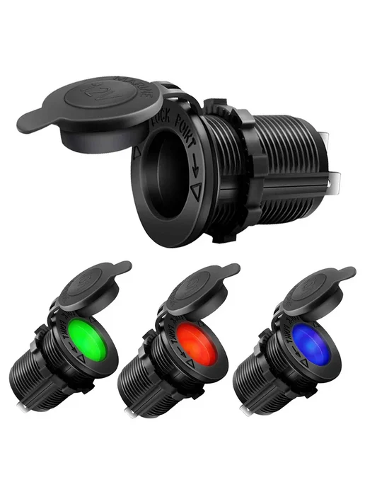 Нет бренда Автомобильный разъем 12В-24В с подсветкой Green Light, зеленый, фото 2