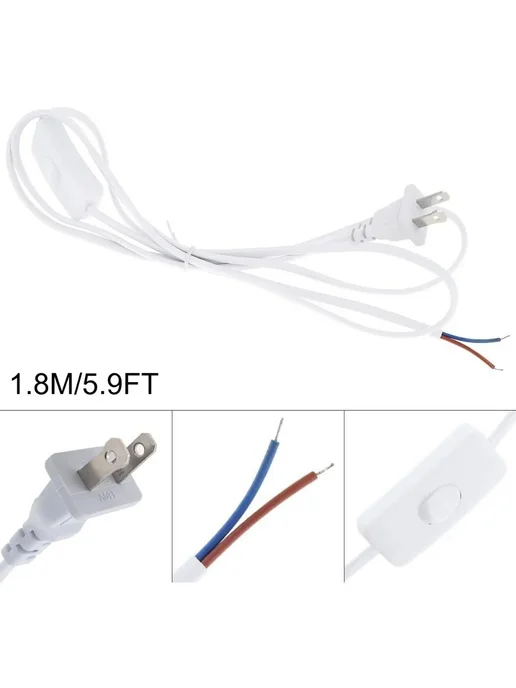 Нет бренда 10 шт. черные кабели с выключателем US Plug 1.8 м, 10 шт, 1,8 м, фото 4