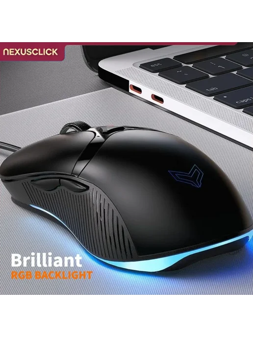 NexusClick Игровая мышь Midnight Black, 6 кнопок, RGB, розовый, фото 5