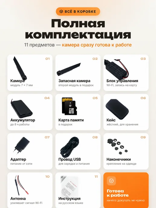 Мини камера видеонаблюдения wifi для дома, черный, фото 6