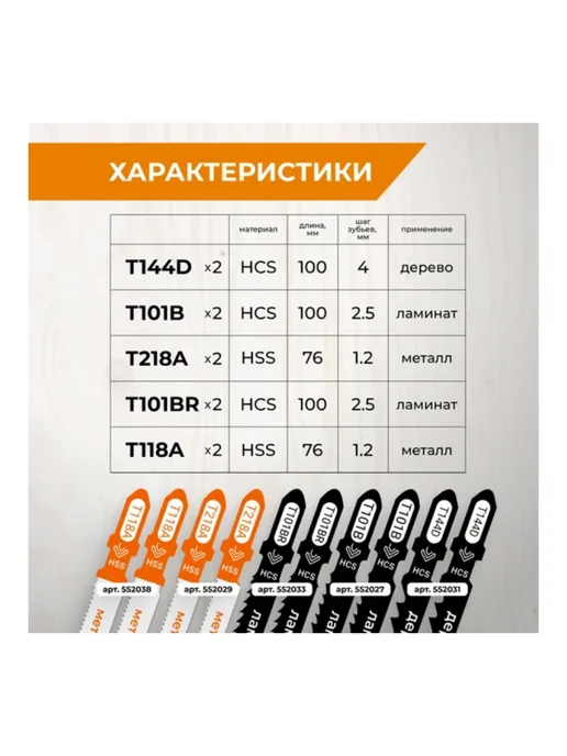 Набор пилок для лобзика 10 шт 552200, 10 шт, фото 3