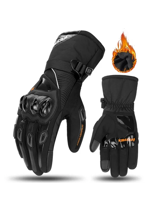 HEROBIKER Зимние мотоциклетные перчатки, ветрозащитные и теплые, для е, черный