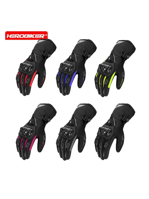 HEROBIKER Зимние мотоциклетные перчатки, ветрозащитные и теплые, для е, черный, фото 2