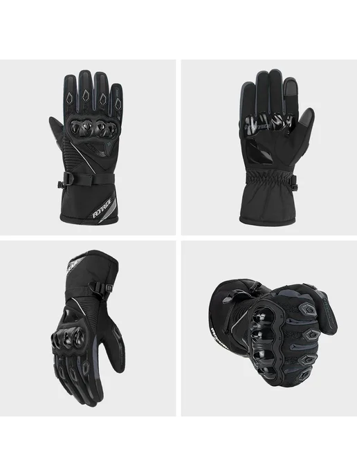 HEROBIKER Зимние мотоциклетные перчатки, ветрозащитные и теплые, для е, черный, фото 5