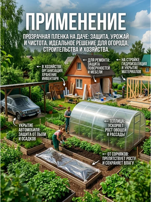 АКМЕ Пленка полиэтиленовая 3х25 м 80 мкм, 3x25 м, фото 4
