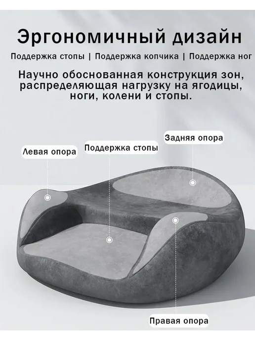 Подушка для медитации, йоги и уединенного занятия, серый, фото 5