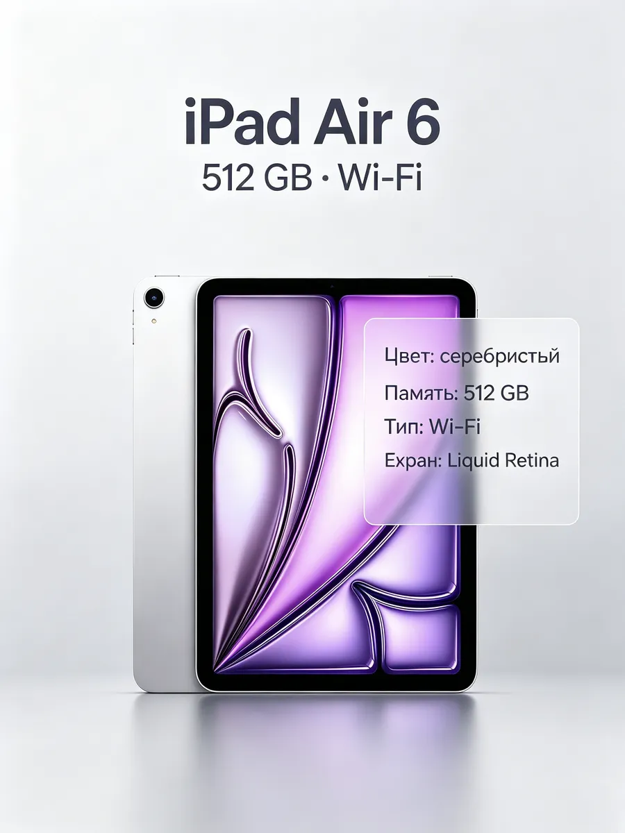 Apple Планшет iPad Air 6 Wi-Fi, 512 ГБ, фиолетовый