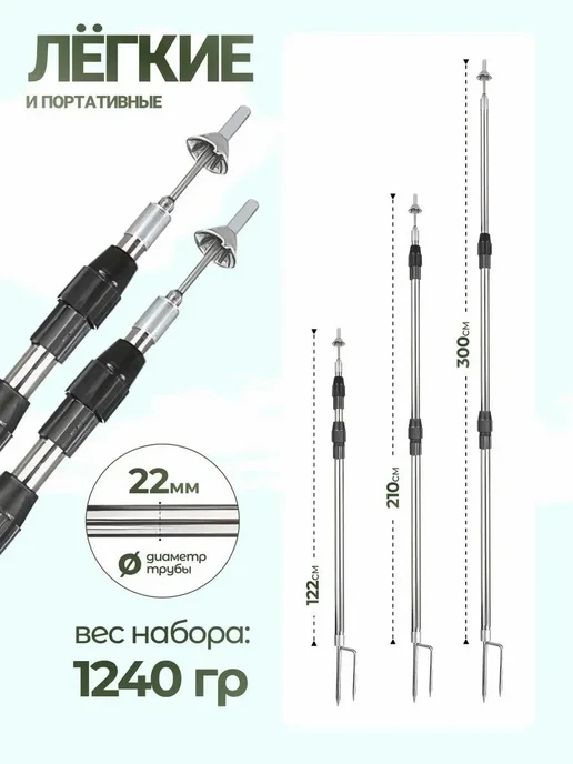 Стойки для тента,для палатки, навеса,2 шт. 300cm, 1 шт, фото 2