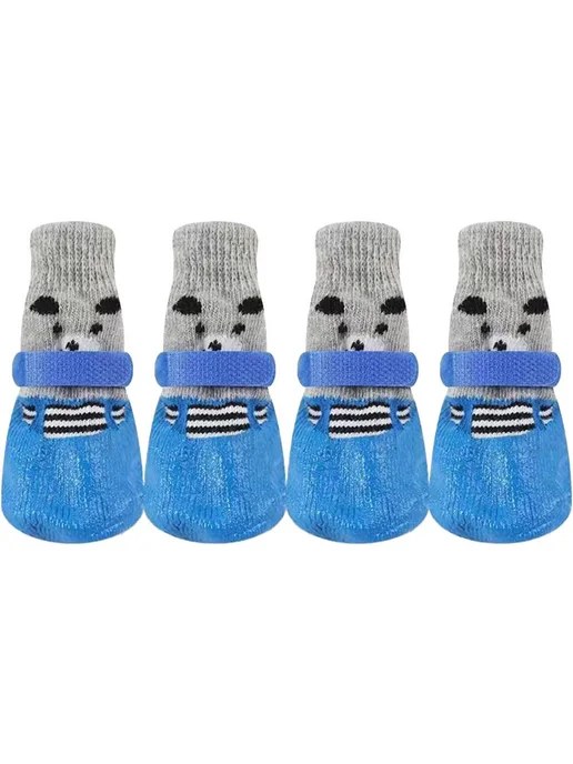 Носки для собак синие, резиновые нескользящие, для - M blue, синий, фото 5