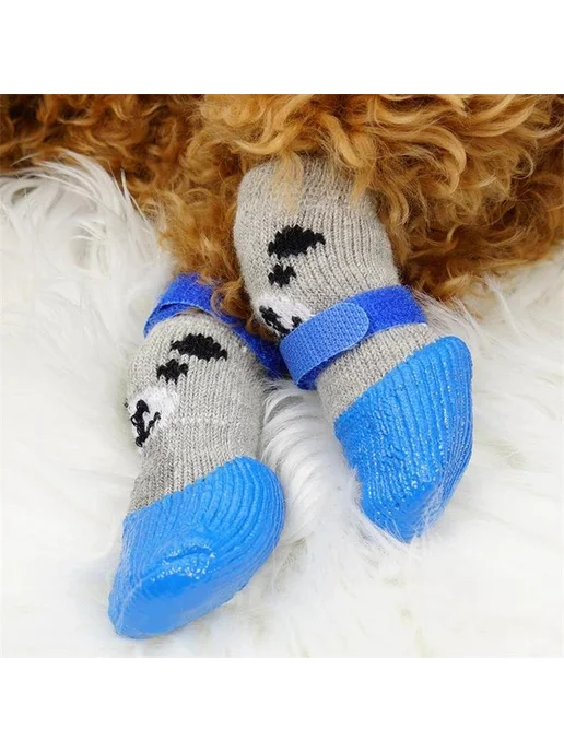 Носки для собак синие, резиновые нескользящие, для - M blue, синий, фото 7
