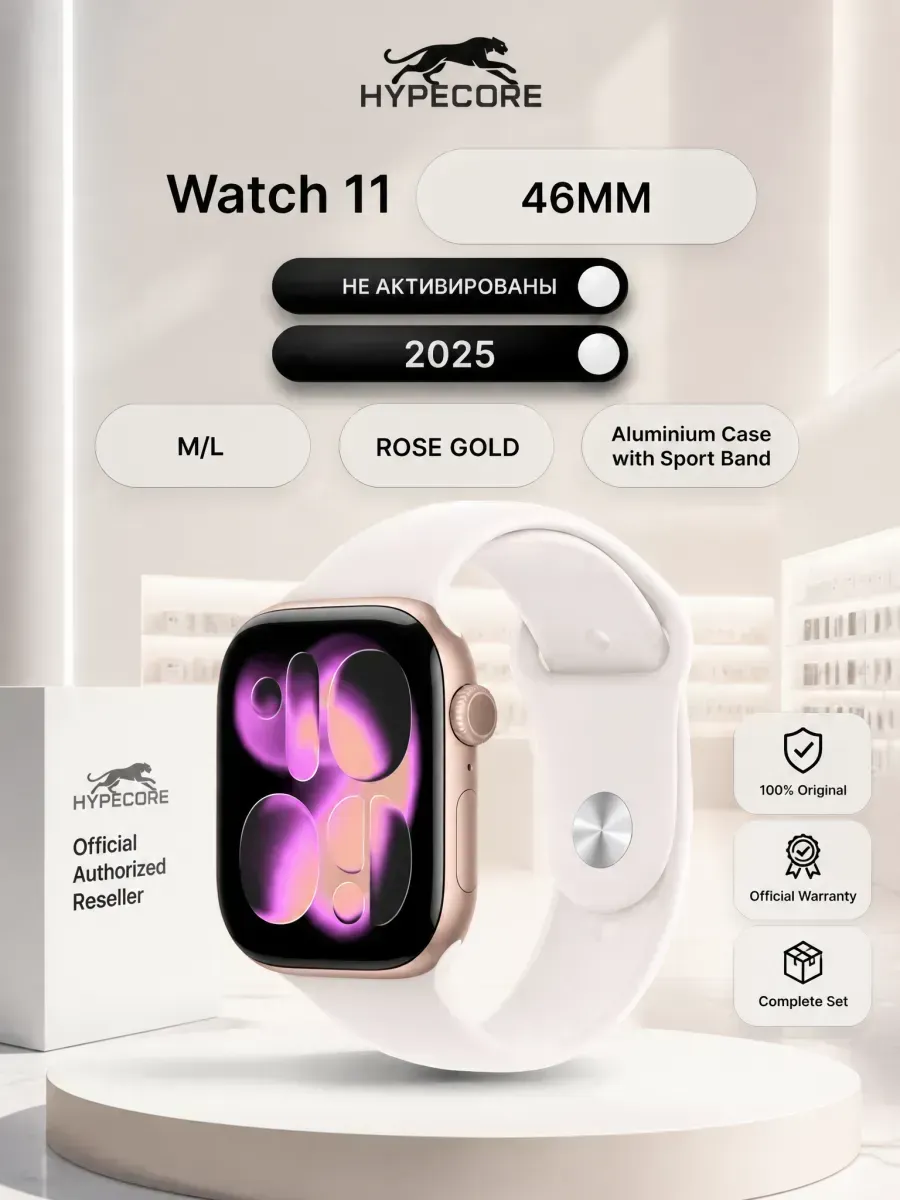 Apple Watch Series 11 46mm розовое золото для спорта