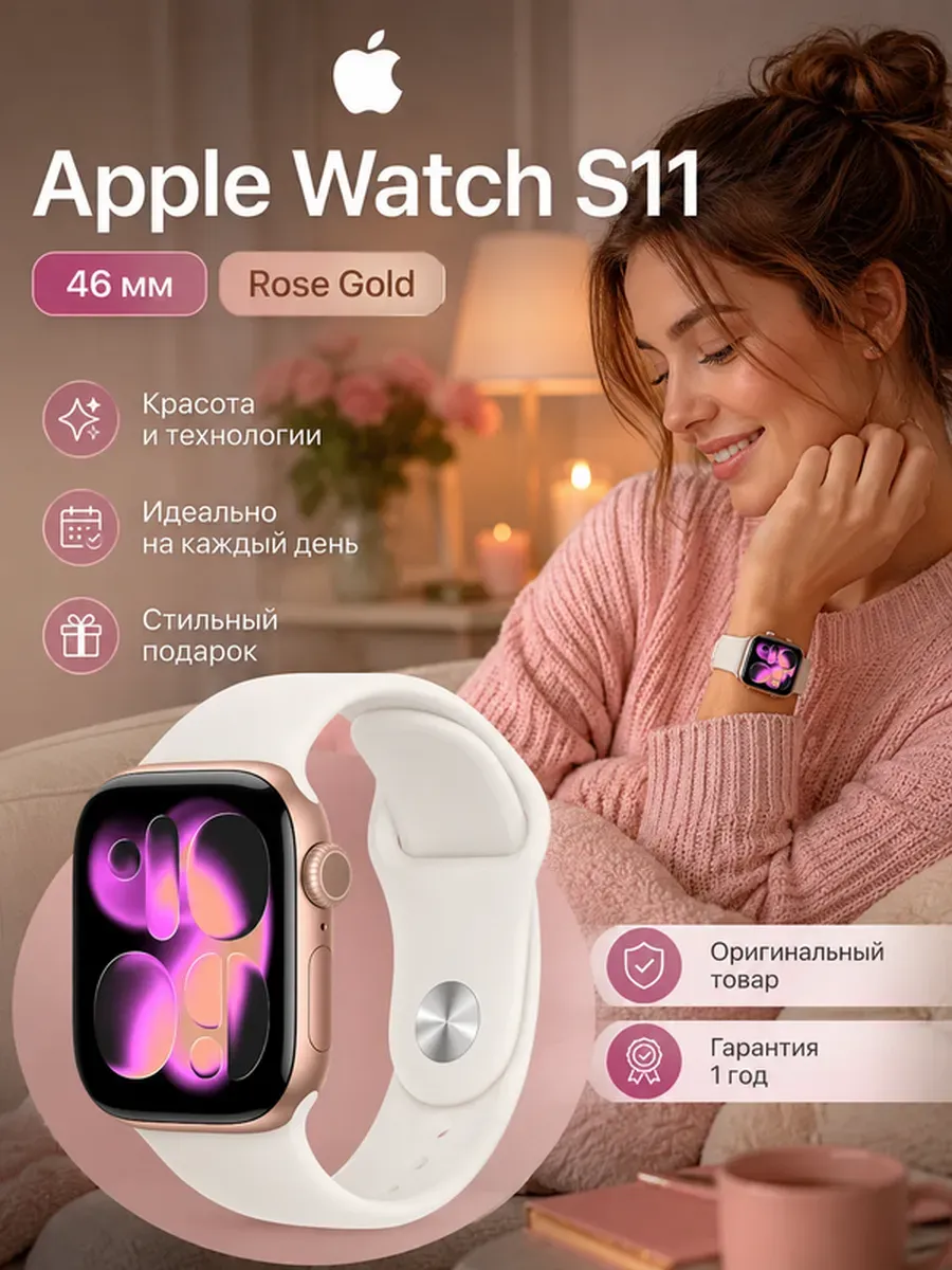 Apple Watch 11 46 мм розовое золото с Always On экраном