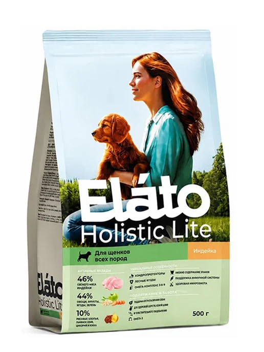 Сухой корм Elato Holistic Lite для собак, щенки, индейка, 0,5 кг, фото 2