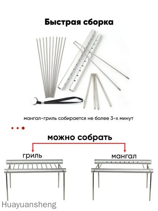 Складной мини-мангал 30x27.5x15.5 см, 30x27.5x15.5 см, фото 4