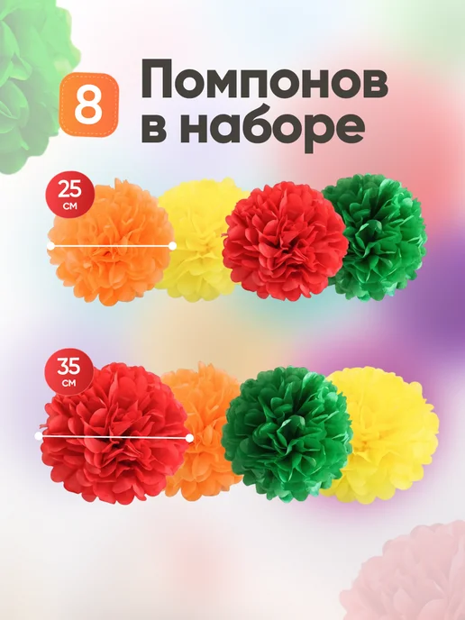 Birdhouse Бумажные помпоны для декора праздника и фотозоны набор 8 шт, 8 шт, фото 2