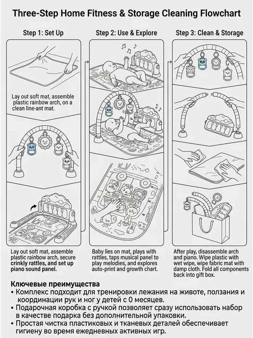 CHICCO Коврик с дугой ортопедический коврик для детей 0+, синий, фото 3