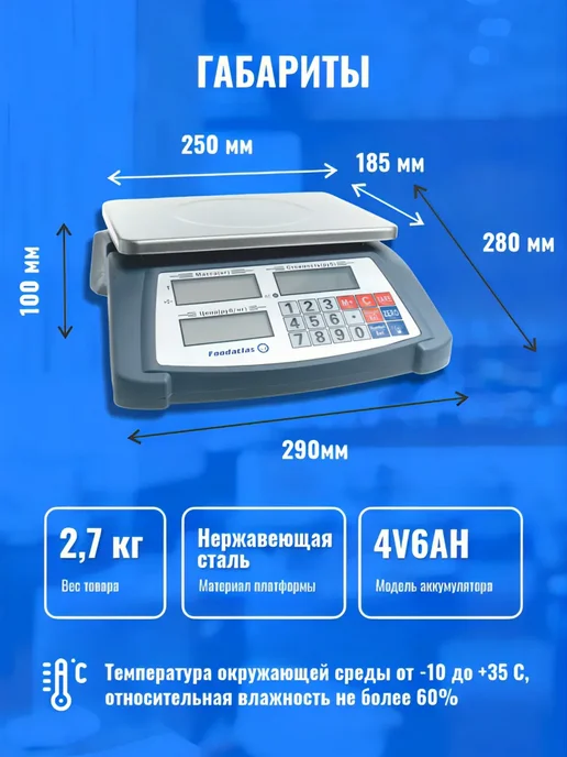 Foodatlas Торговые весы 30кг 1гр YZ-506, 6 кг, 0,2 г, фото 2