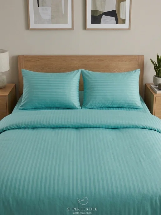 SUPER TEXTILE Наволочки 50x70 - 2 шт хлопок страйп-сатин, 50x70, 2 шт, фото 3